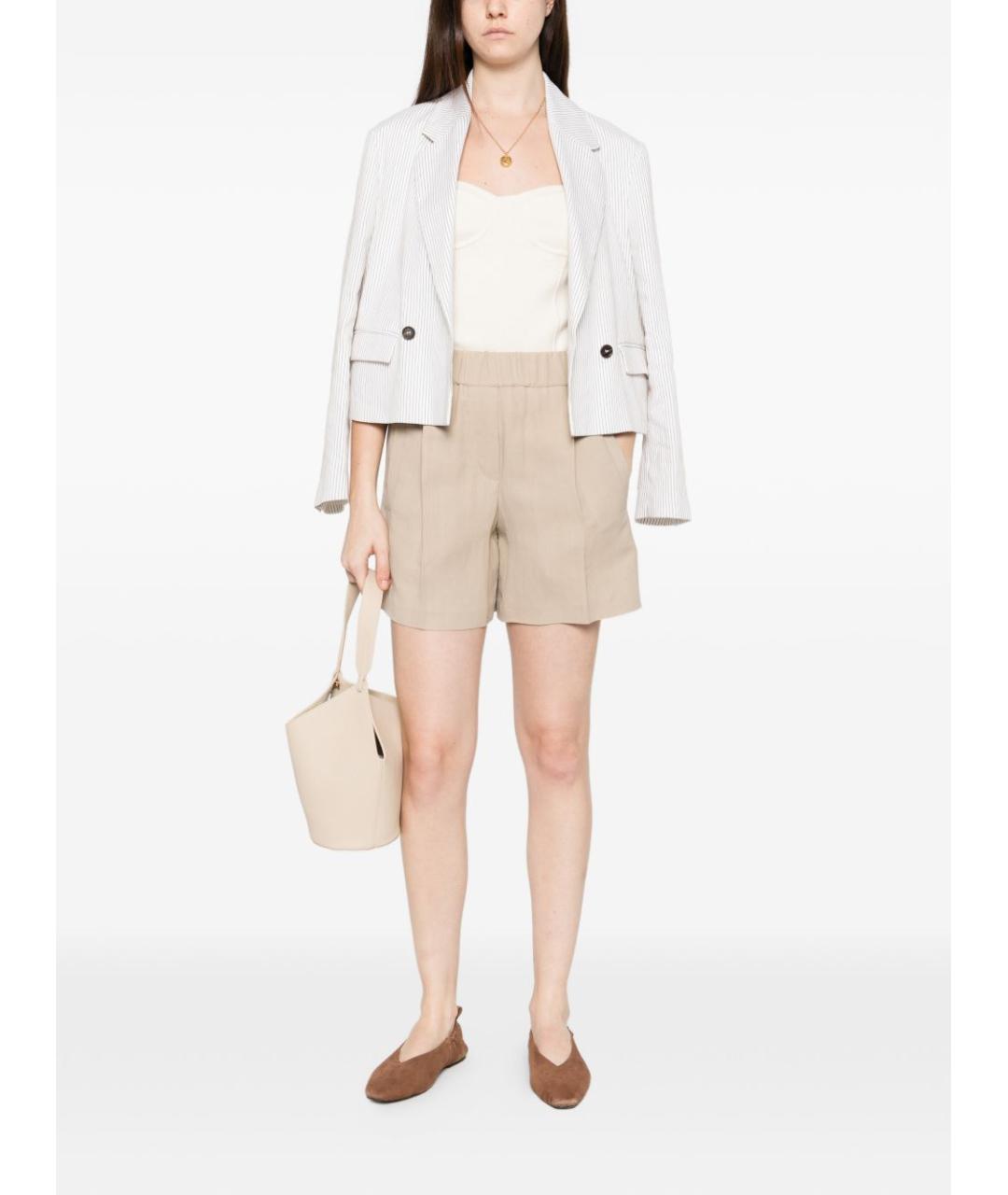 BRUNELLO CUCINELLI Бежевые льняные шорты, фото 3