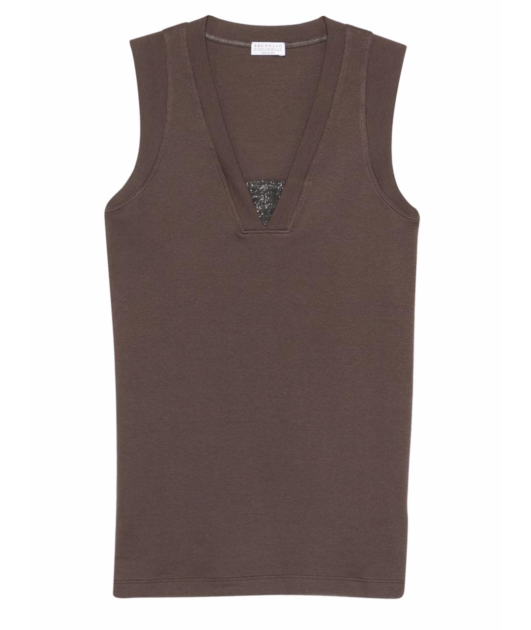 BRUNELLO CUCINELLI Коричневая хлопковая майка, фото 1