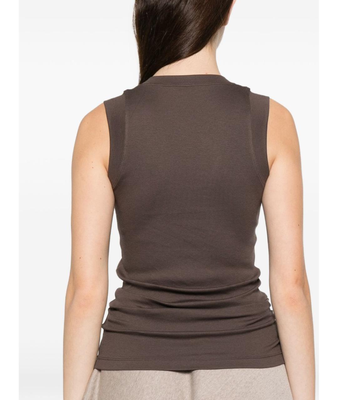 BRUNELLO CUCINELLI Коричневая хлопковая майка, фото 3