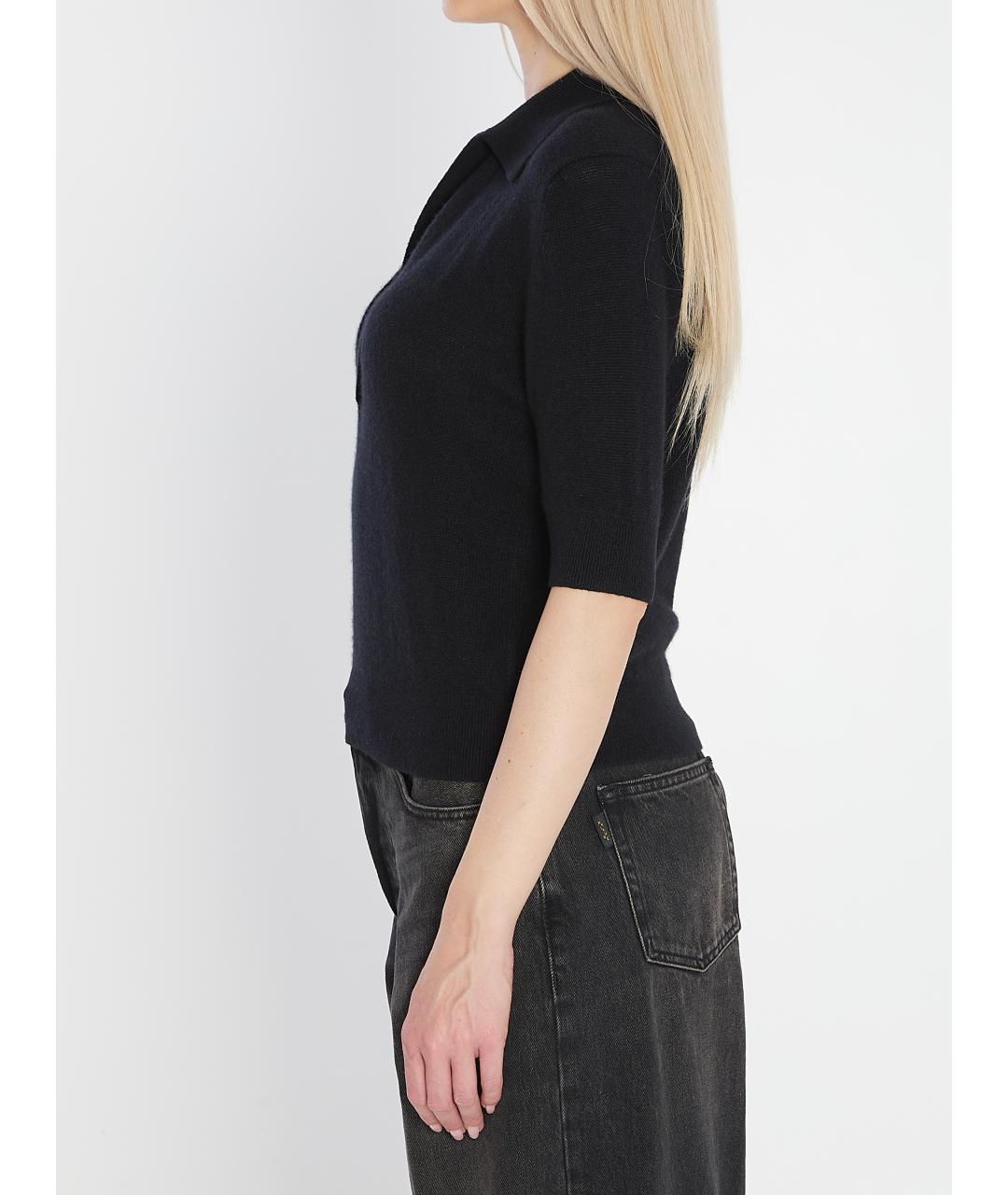 KHAITE Черная кашемировая футболка, фото 3