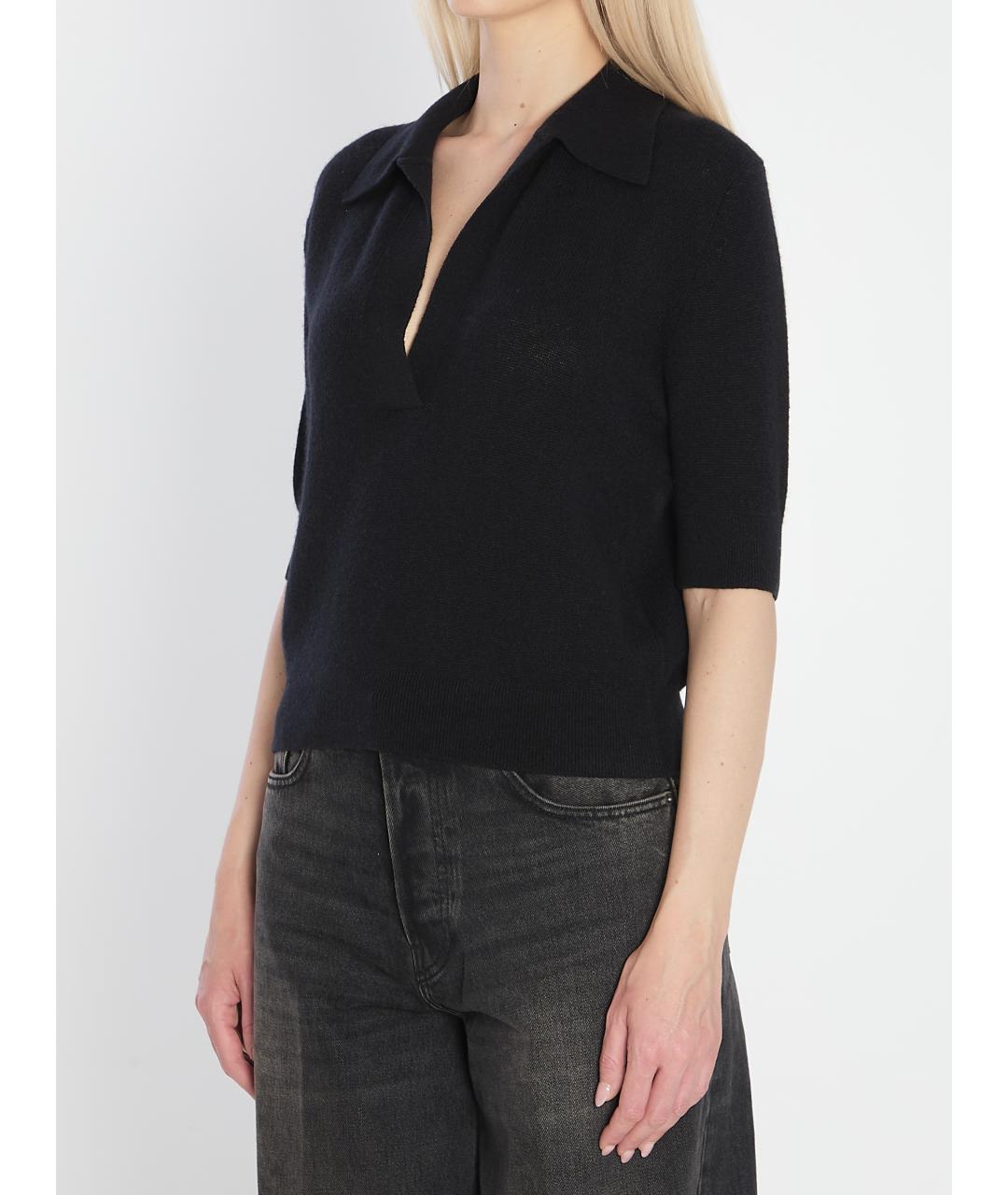 KHAITE Черная кашемировая футболка, фото 2