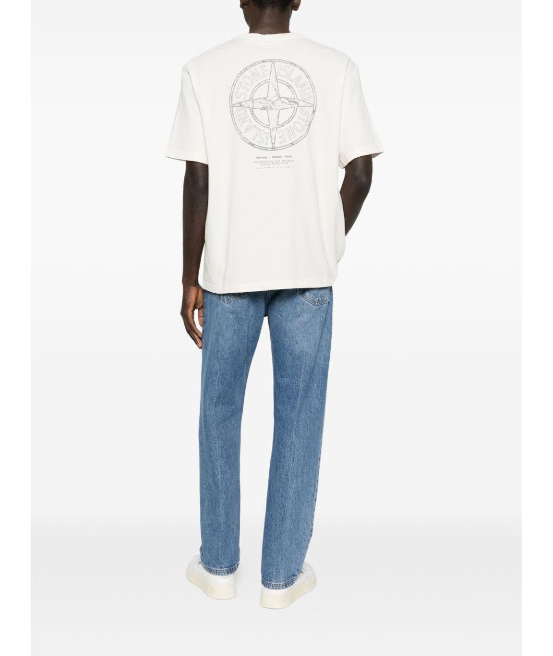 STONE ISLAND Белая хлопковая футболка, фото 5