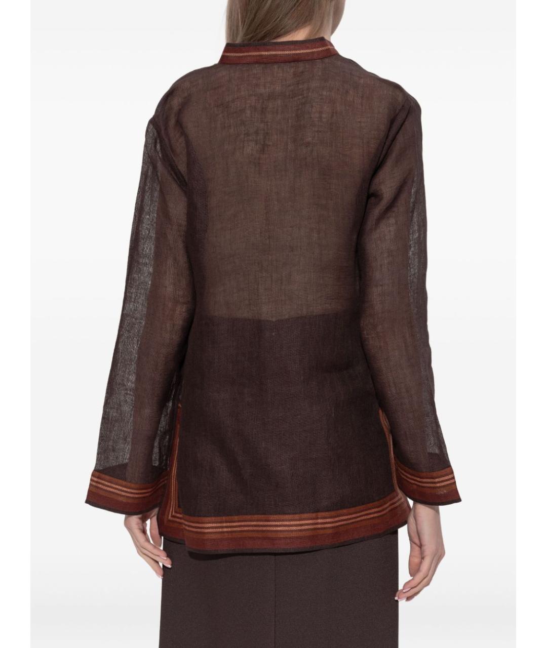 TORY BURCH Коричневая льняная рубашка, фото 3