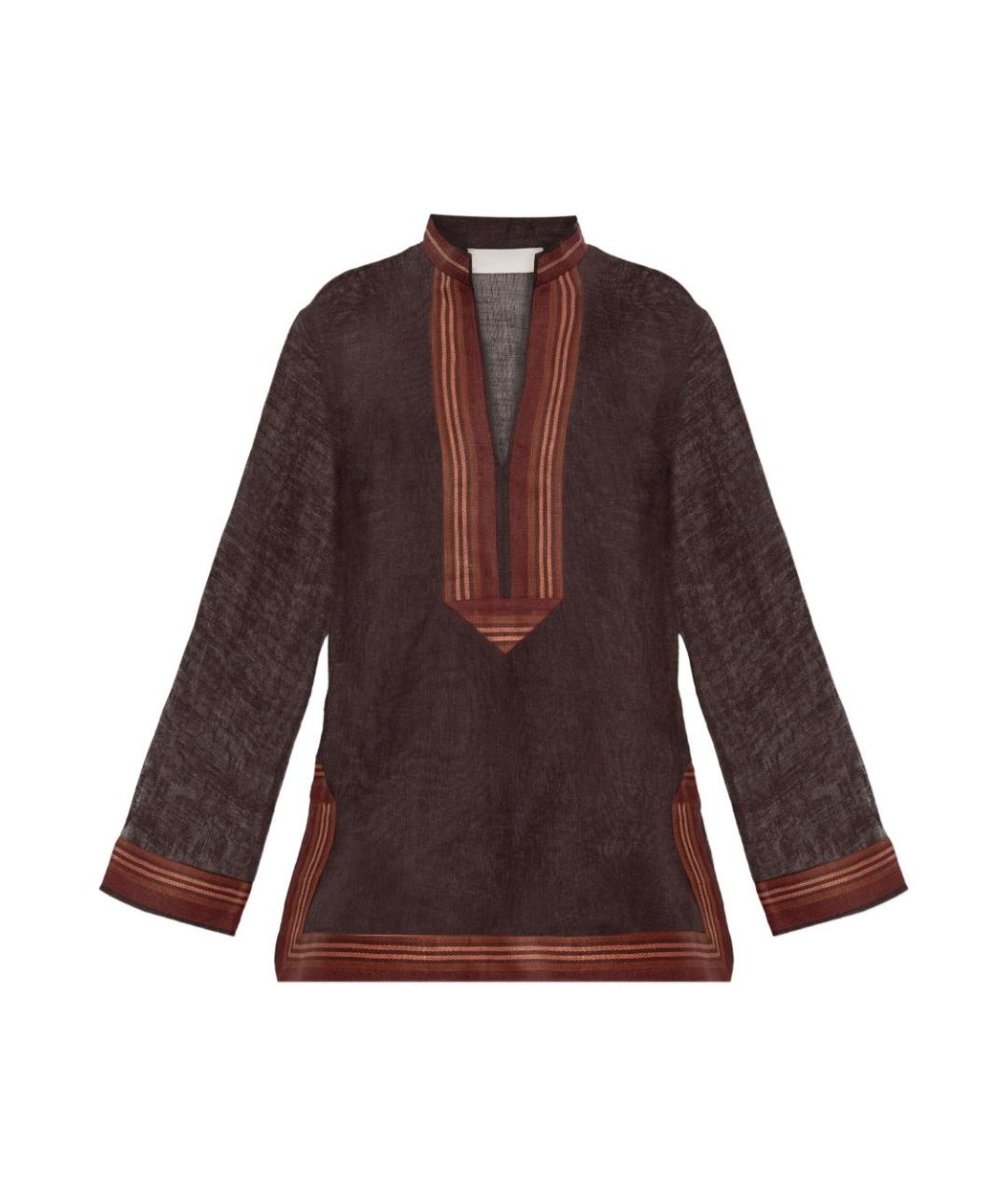 TORY BURCH Коричневая льняная рубашка, фото 1