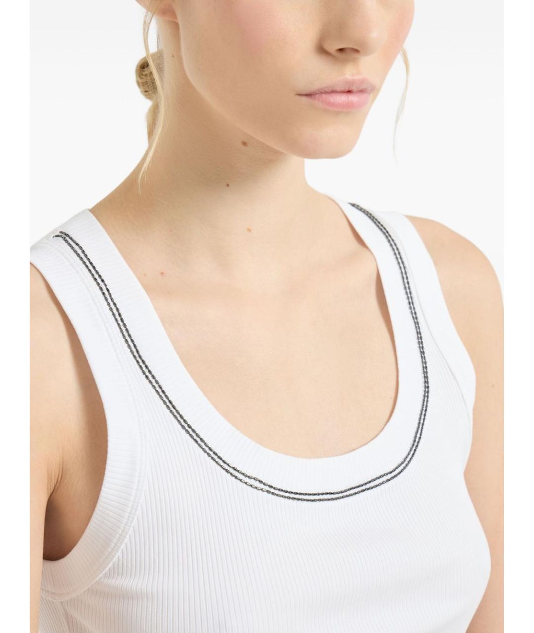 BRUNELLO CUCINELLI Белая хлопковая майка, фото 3