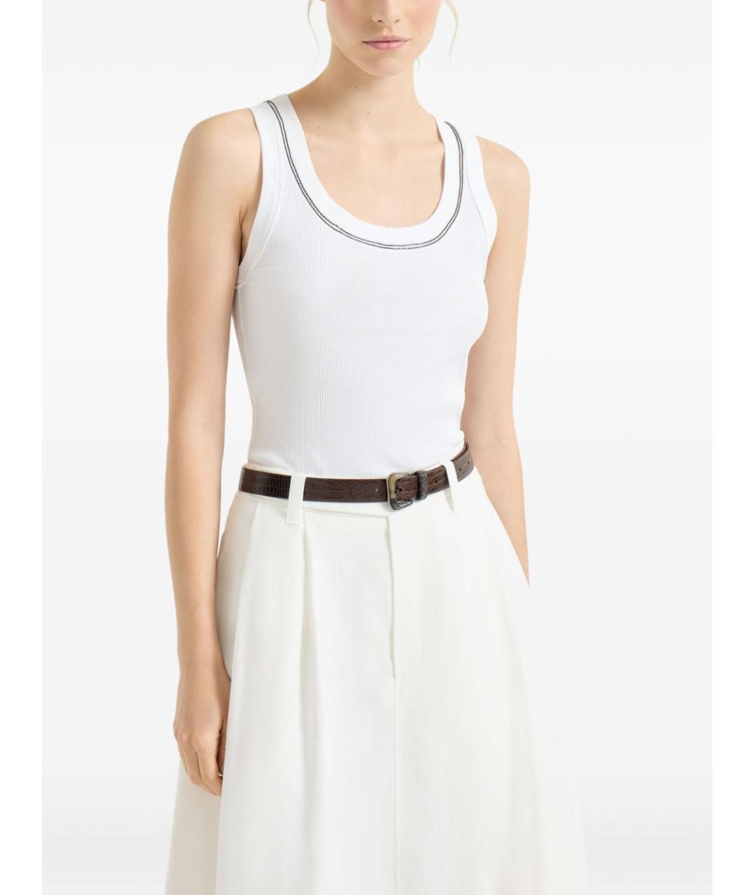 BRUNELLO CUCINELLI Белая хлопковая майка, фото 4