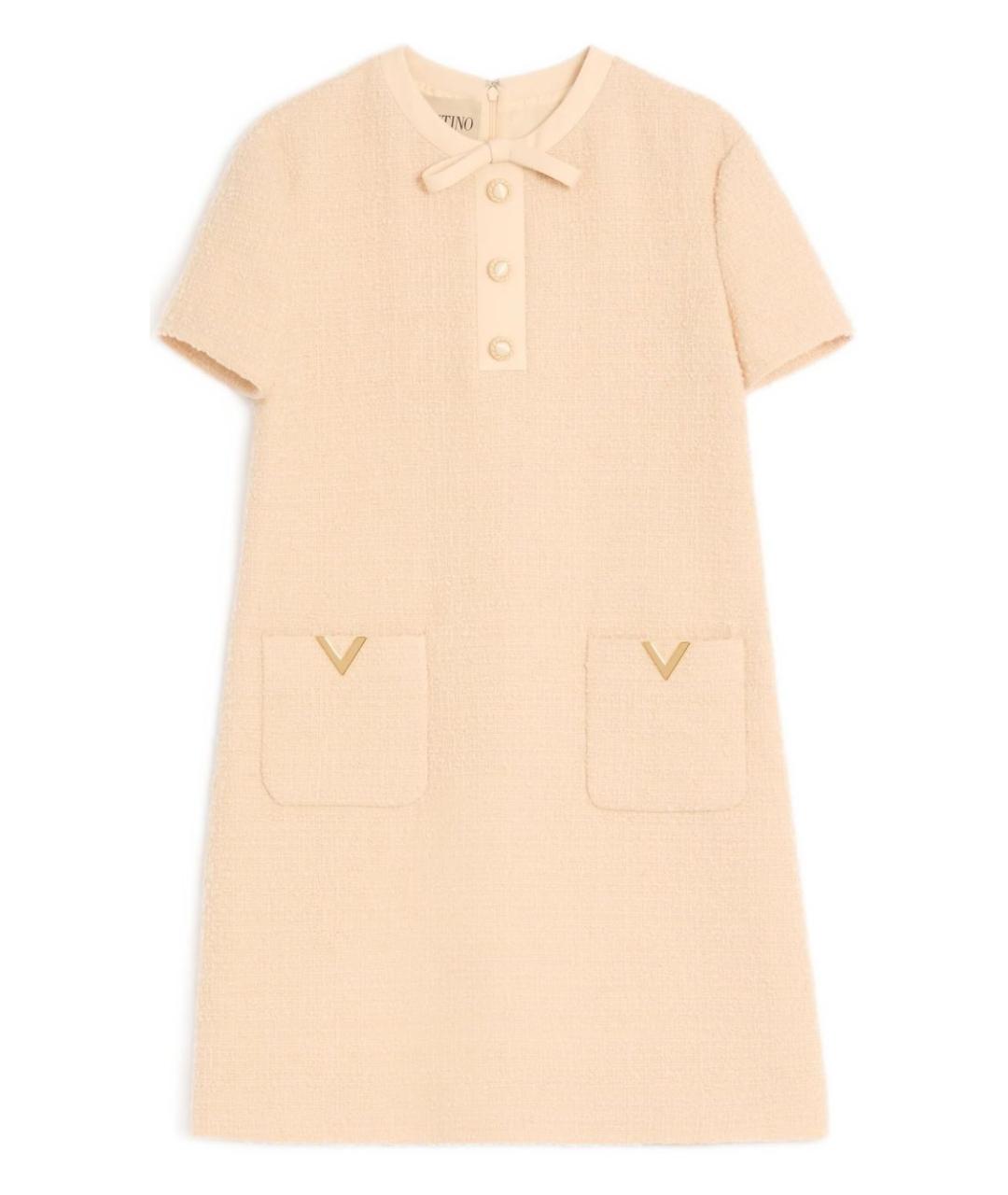 VALENTINO Бежевое шерстяное повседневное платье, фото 1