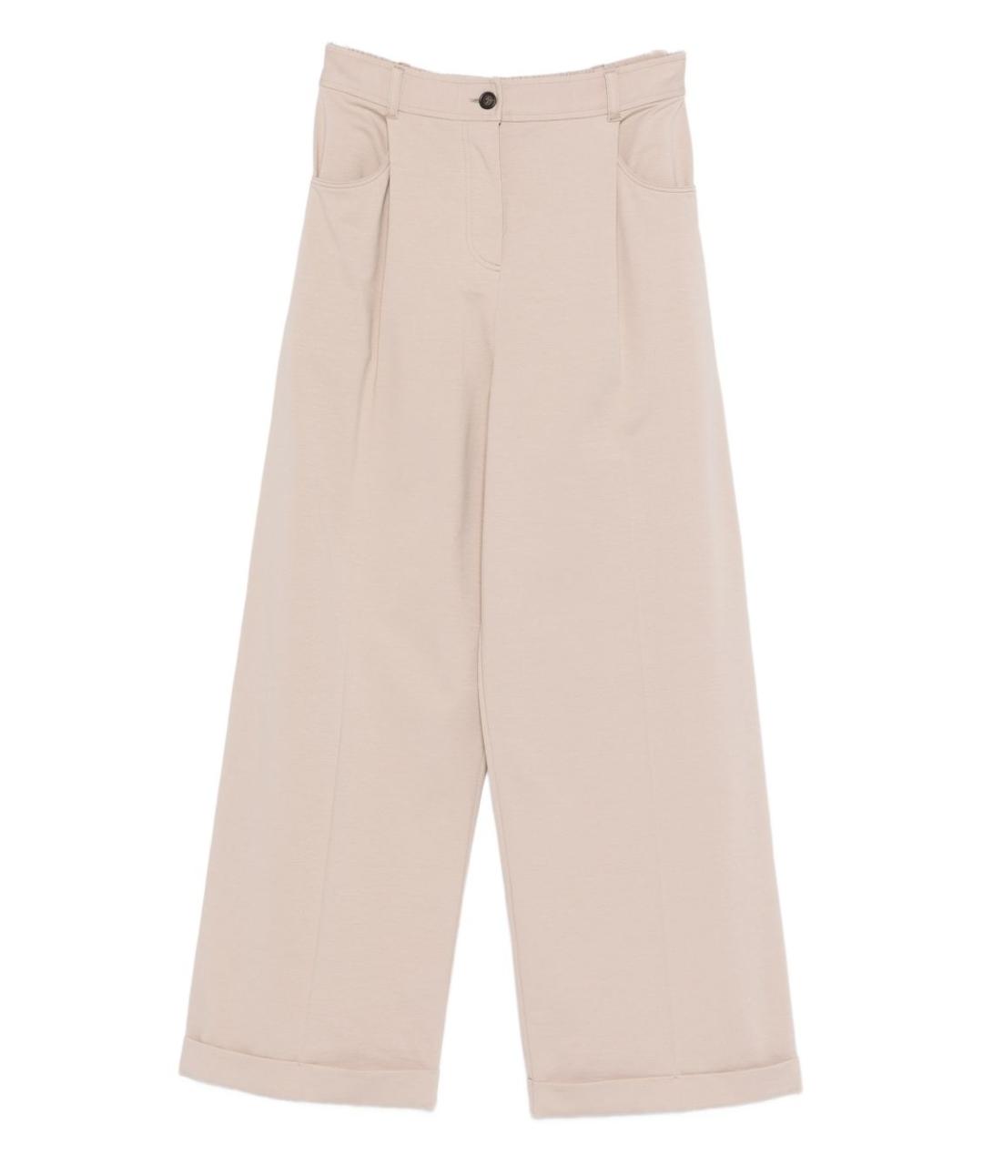 BRUNELLO CUCINELLI Бежевые хлопковые прямые брюки, фото 1