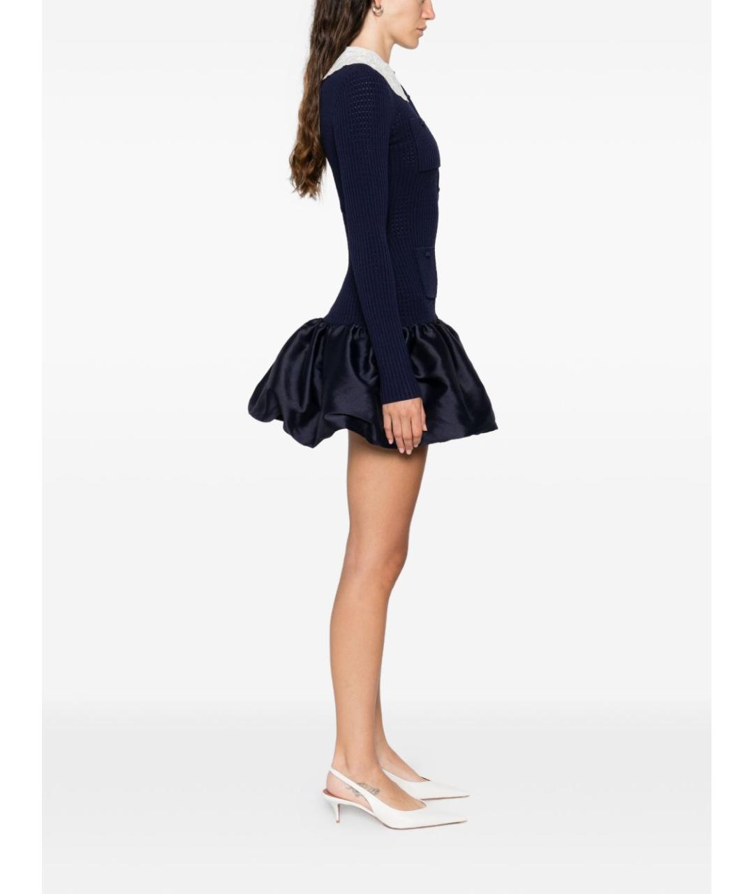 SELF-PORTRAIT Синее вискозное повседневное платье, фото 2