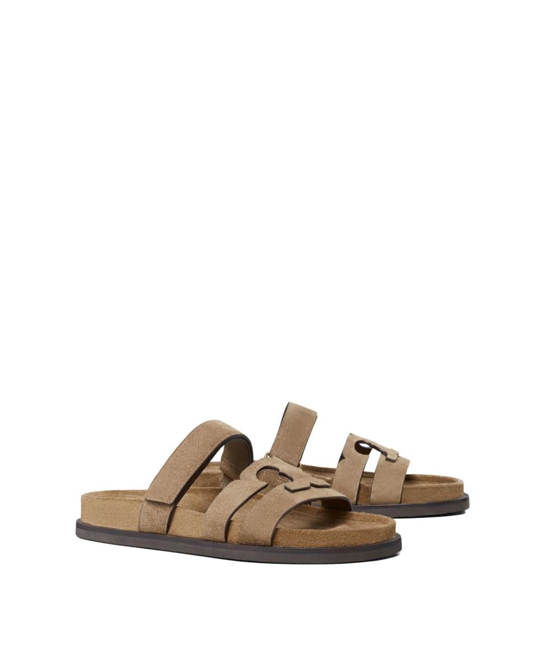 TORY BURCH Коричневые замшевые сандалии, фото 4