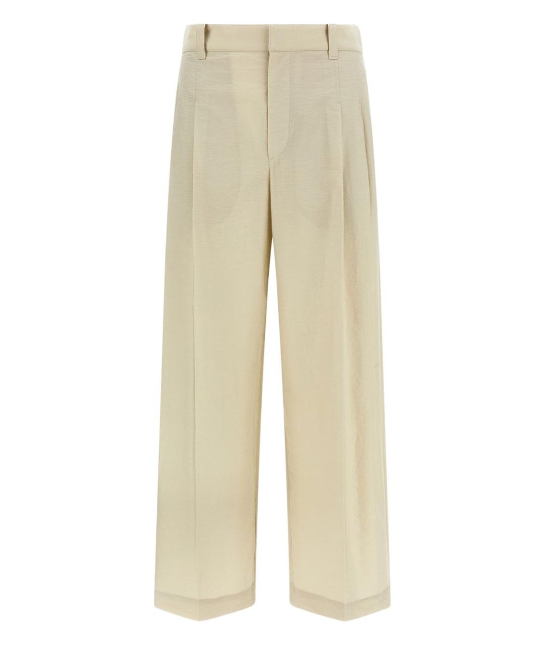 BRUNELLO CUCINELLI Бежевые хлопковые прямые брюки, фото 1