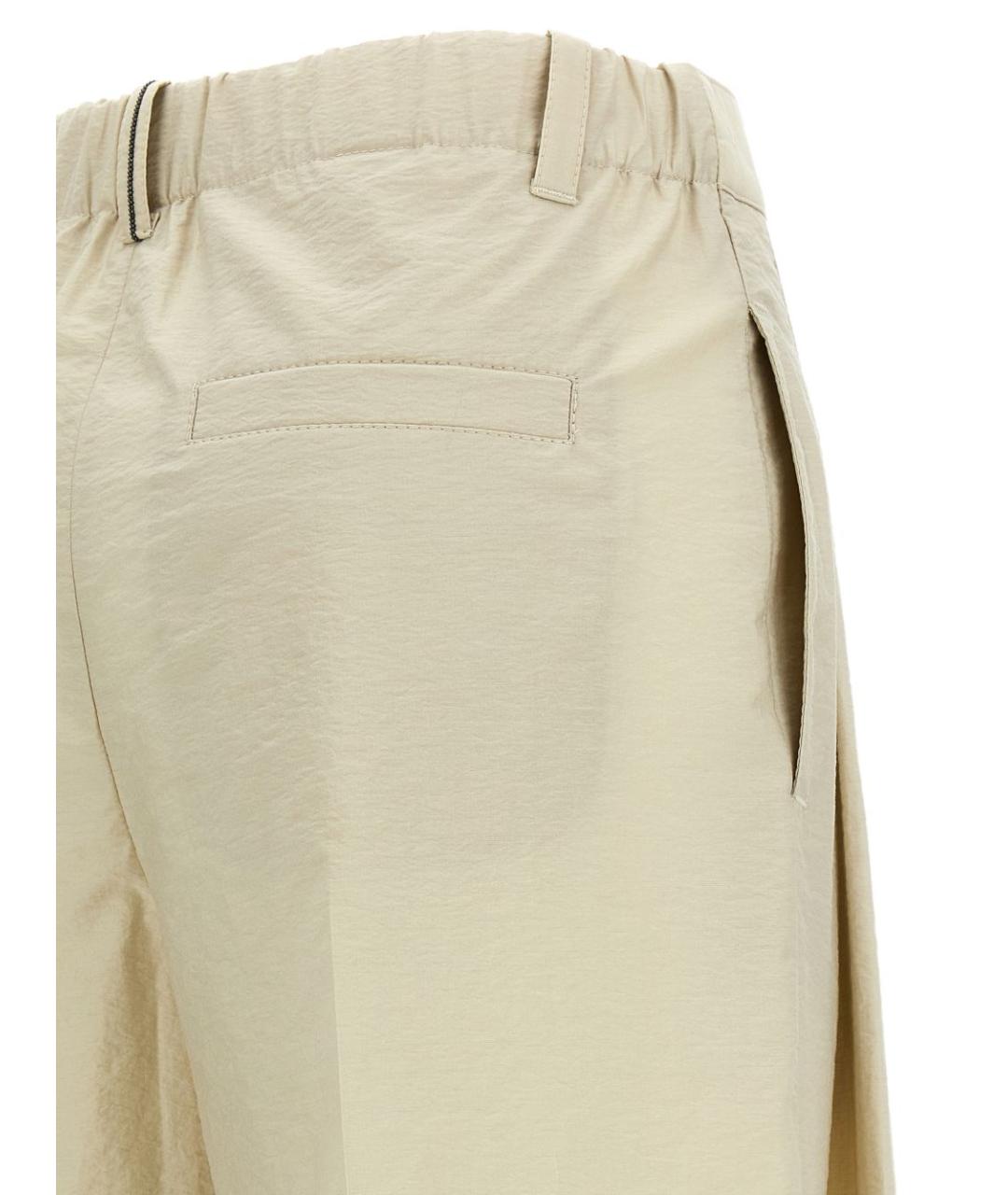 BRUNELLO CUCINELLI Бежевые хлопковые прямые брюки, фото 2