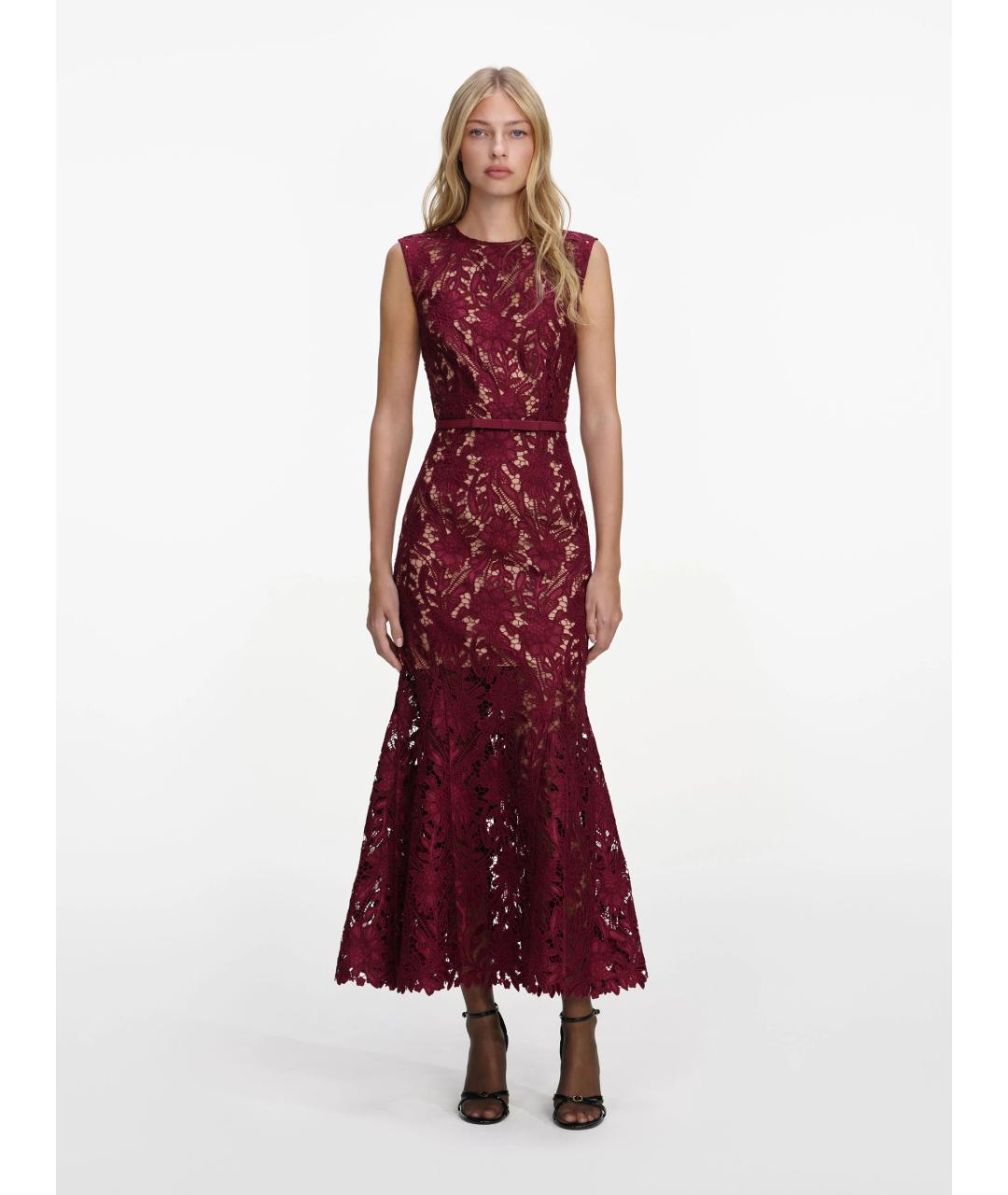 SELF-PORTRAIT Бордовое полиэстеровое вечернее платье, фото 2
