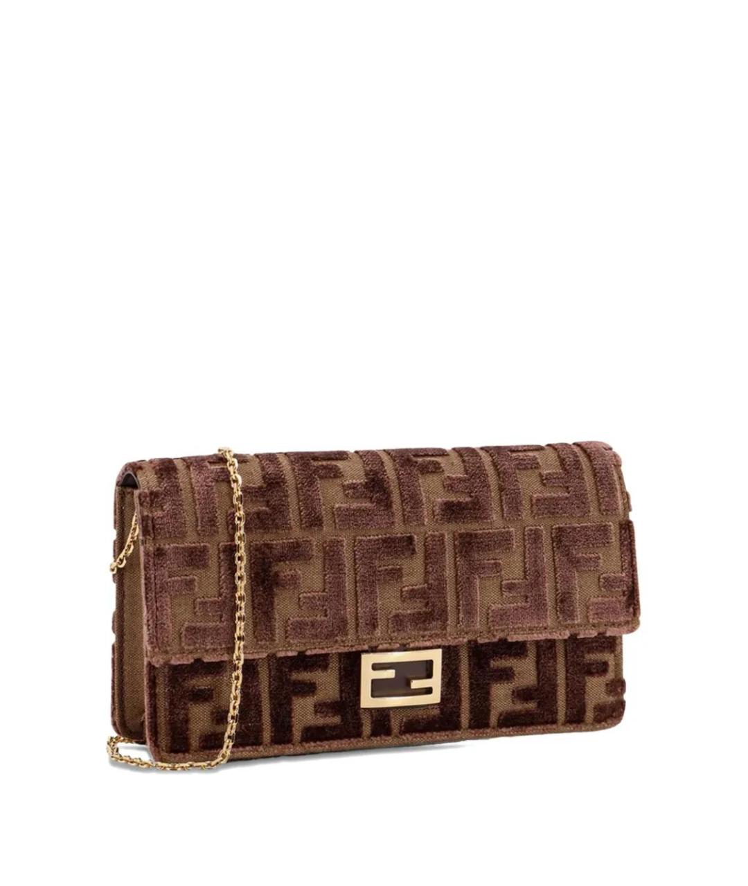 FENDI Коричневая тканевая сумка через плечо, фото 3