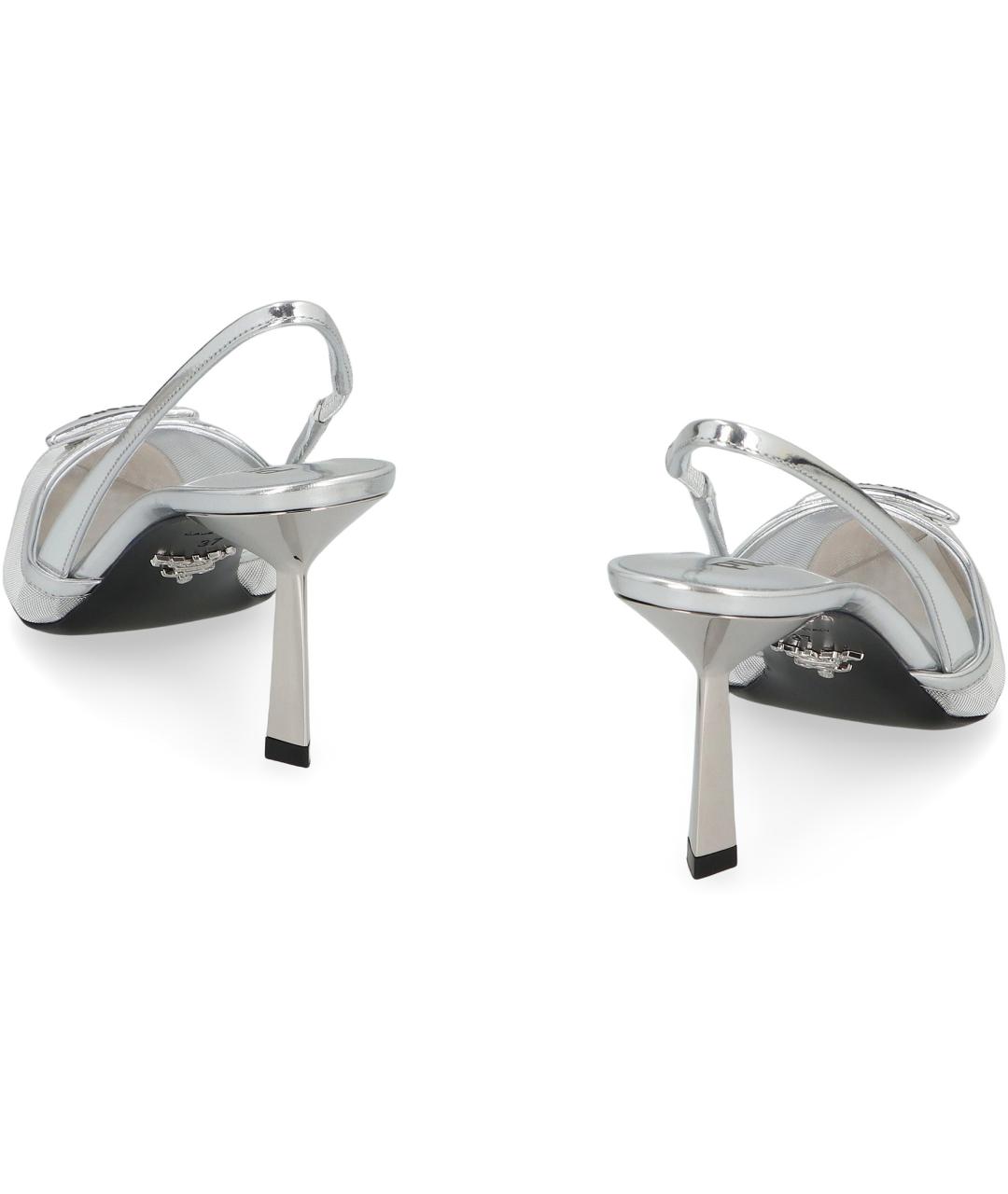 PRADA Серебряные синтетические туфли, фото 4