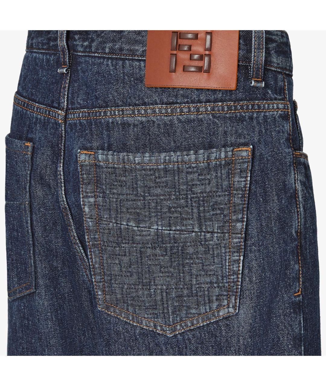 FENDI Синие хлопковые прямые джинсы, фото 3