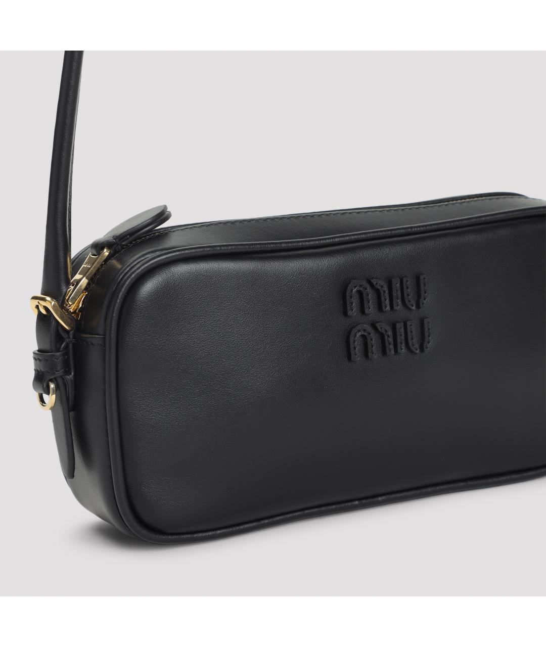 MIU MIU Черная кожаная сумка через плечо, фото 4