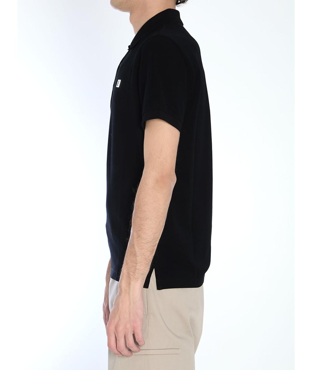 FENDI Черное хлопковое поло с коротким рукавом, фото 4