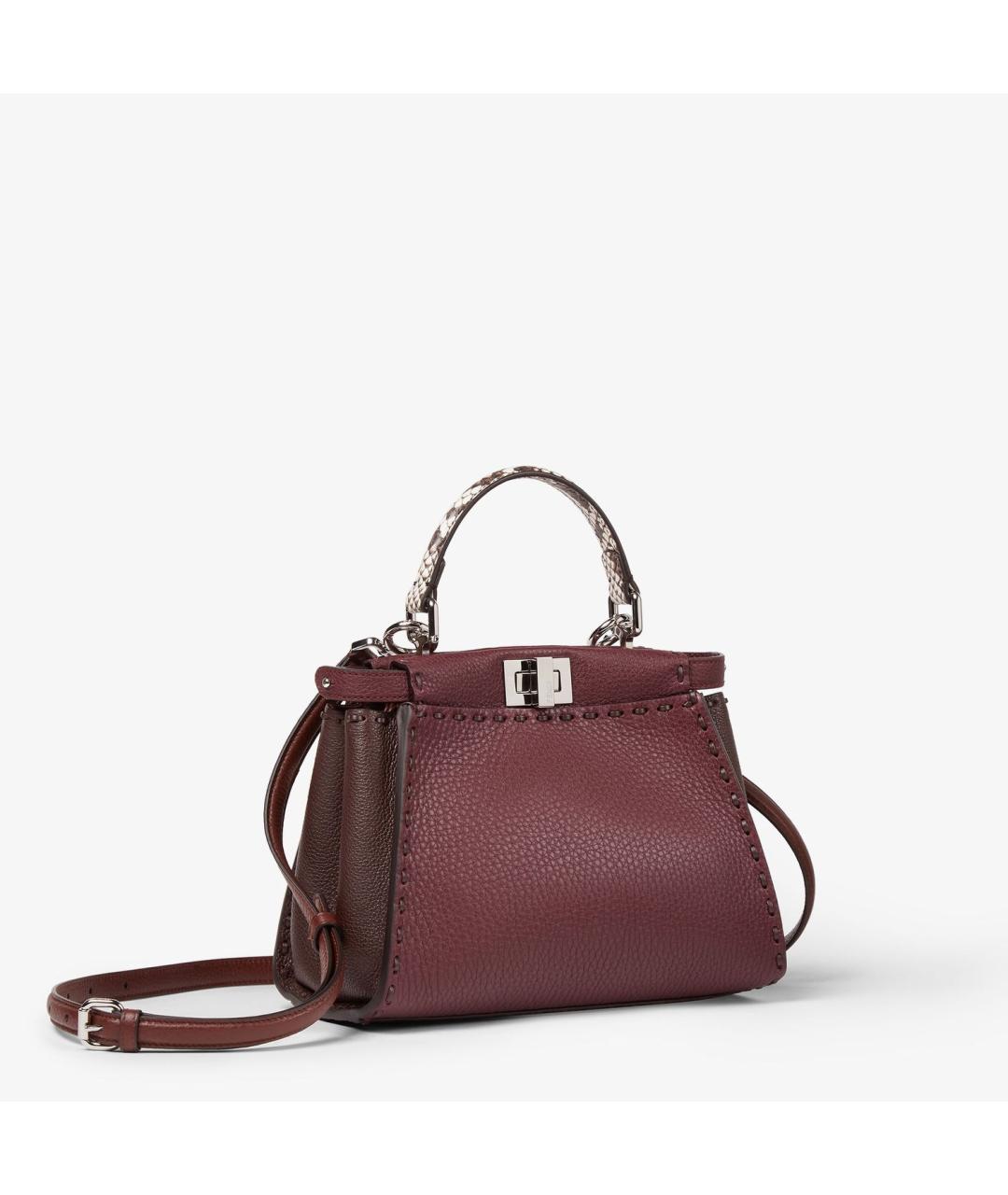 FENDI Бордовая кожаная сумка тоут, фото 2