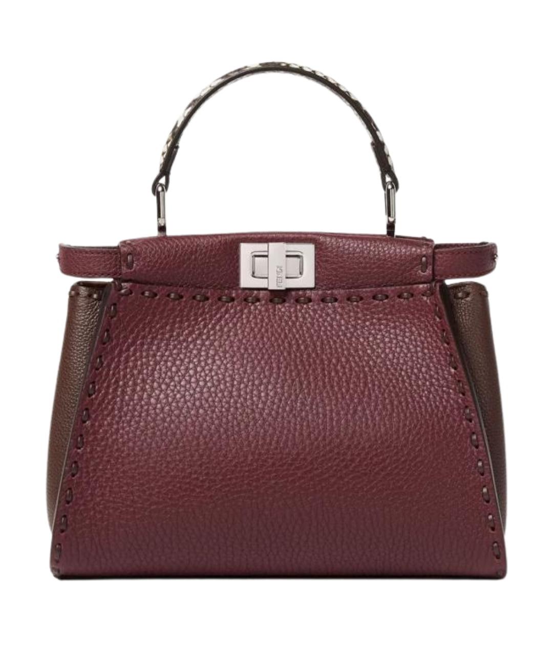 FENDI Бордовая кожаная сумка тоут, фото 1