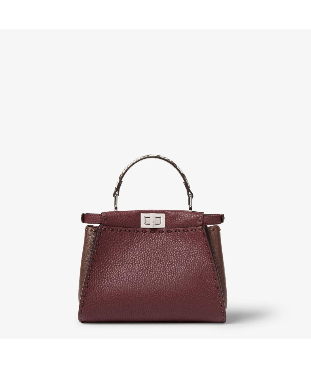 FENDI Бордовая кожаная сумка тоут, фото 3