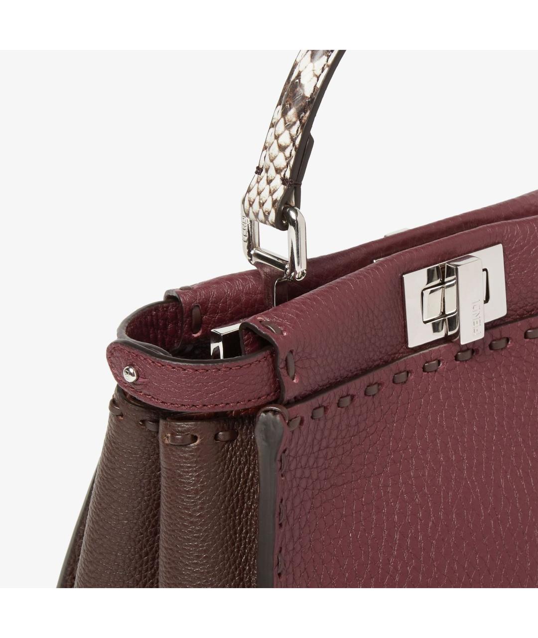 FENDI Бордовая кожаная сумка тоут, фото 5