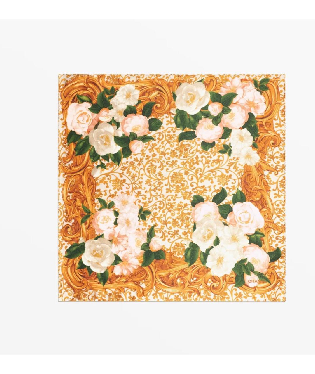 CHANEL Бежевый шелковый платок, фото 7