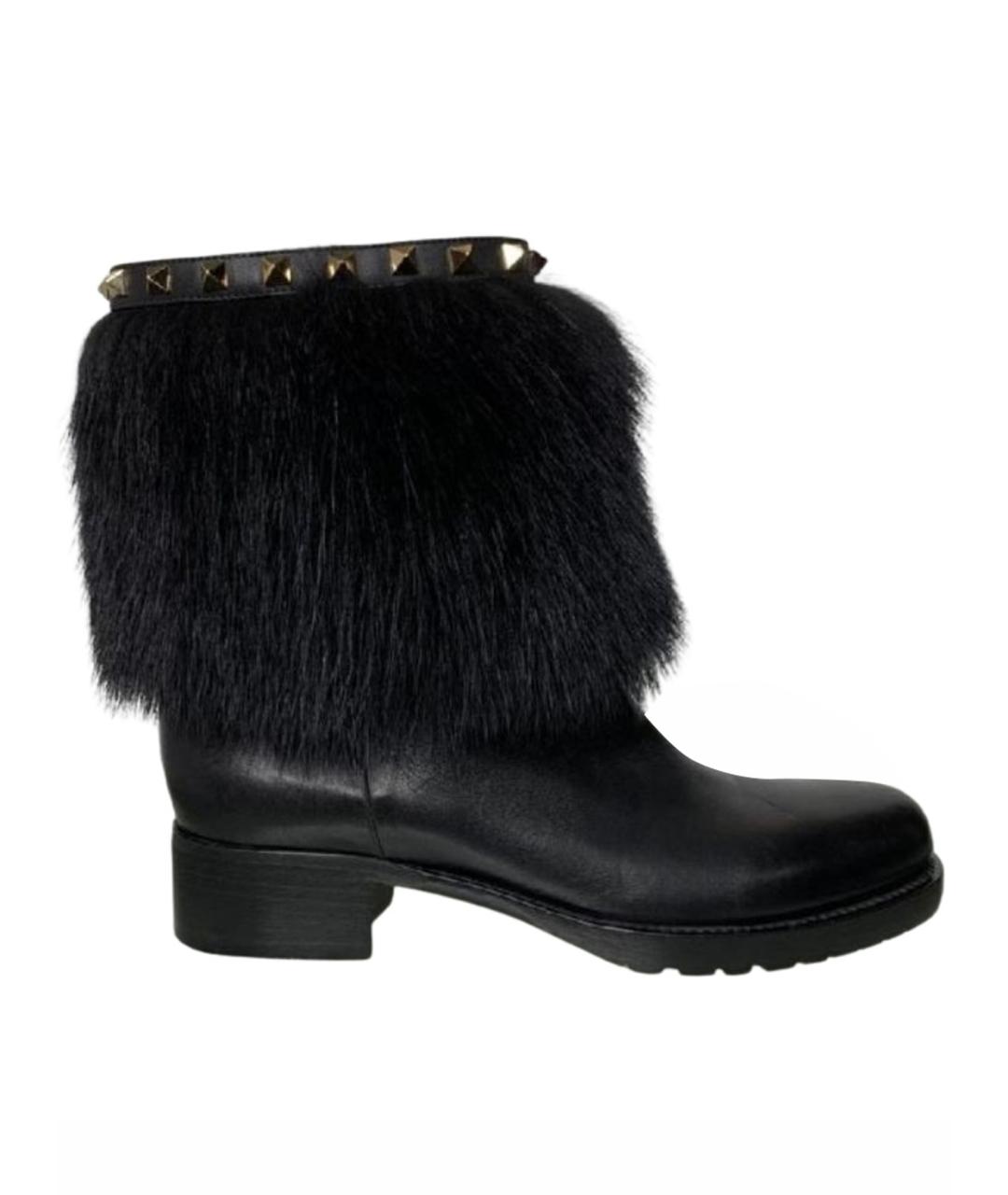 VALENTINO Черные кожаные ботинки, фото 1