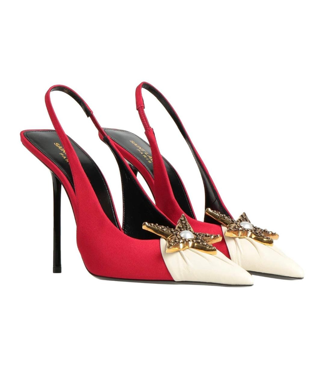 SAINT LAURENT Красные текстильные туфли, фото 2