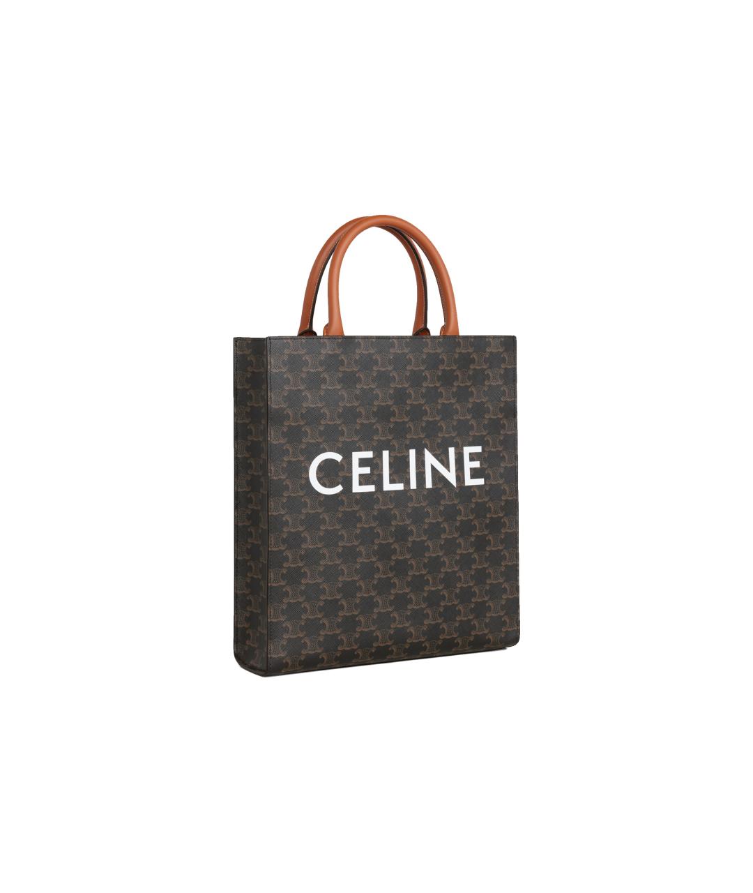 CELINE Коричневая кожаная сумка через плечо, фото 2