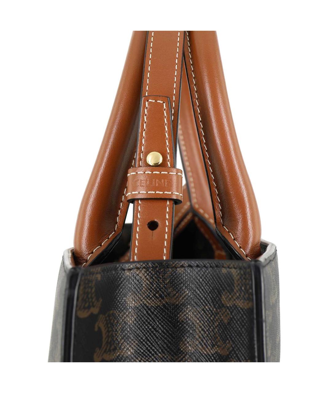 CELINE Коричневая кожаная сумка через плечо, фото 6