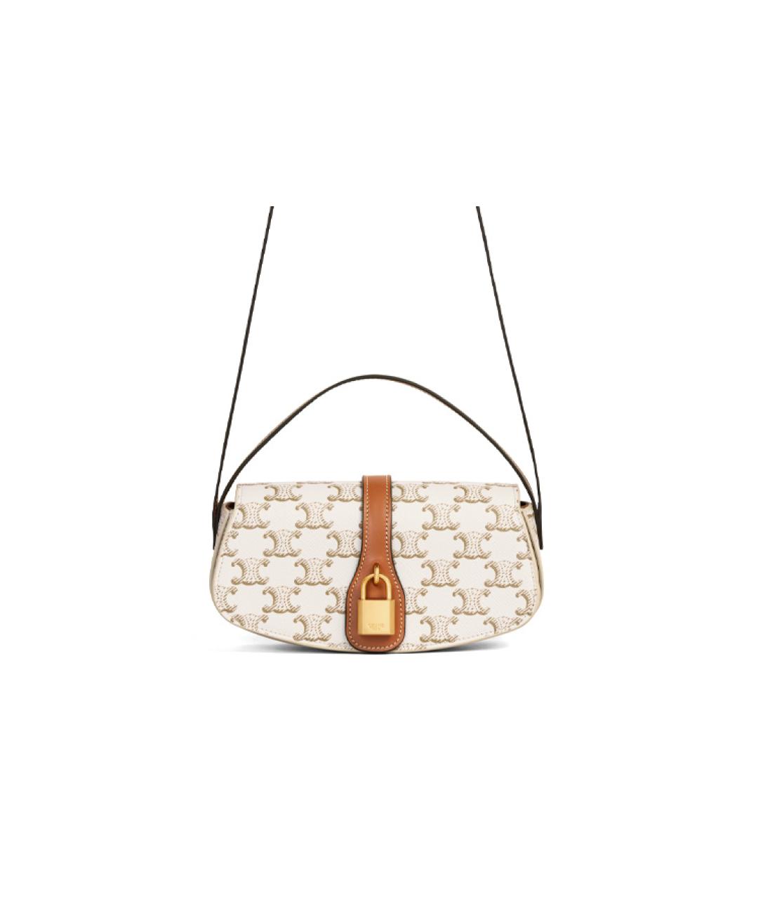 CELINE Бежевая кожаная сумка через плечо, фото 7