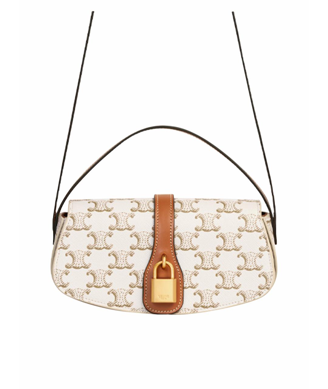 CELINE Бежевая кожаная сумка через плечо, фото 1