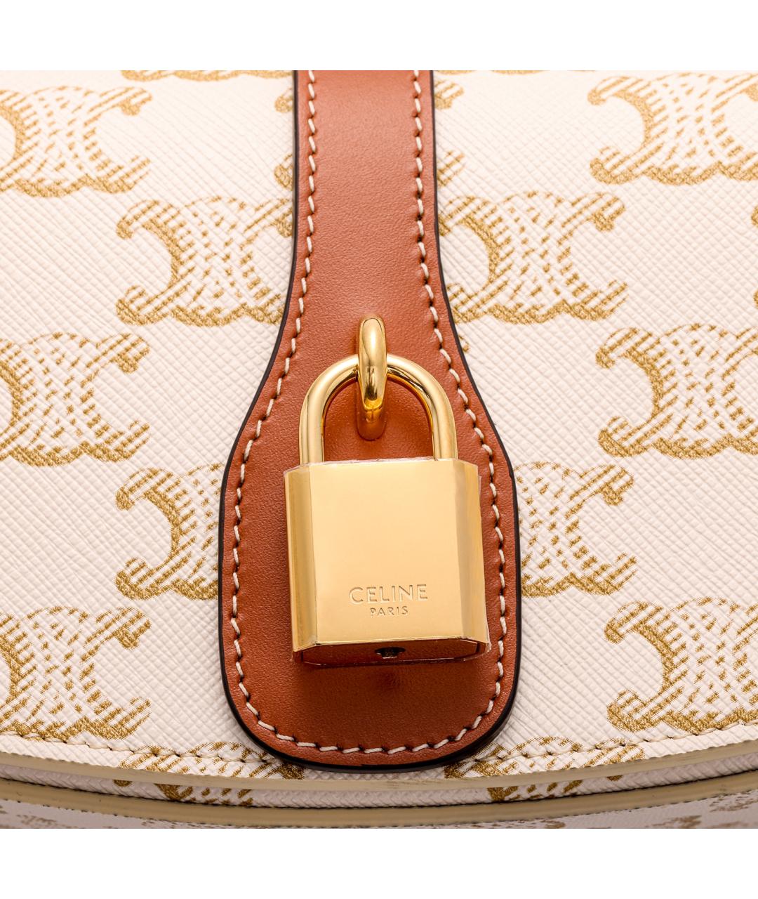 CELINE Бежевая кожаная сумка через плечо, фото 6