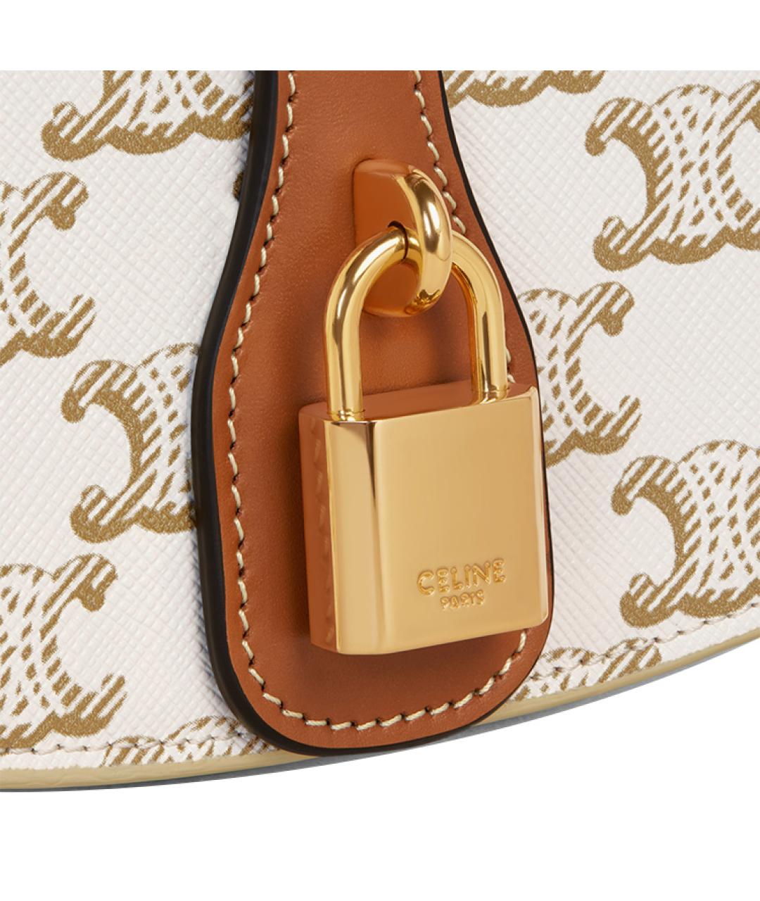 CELINE Бежевая кожаная сумка через плечо, фото 5