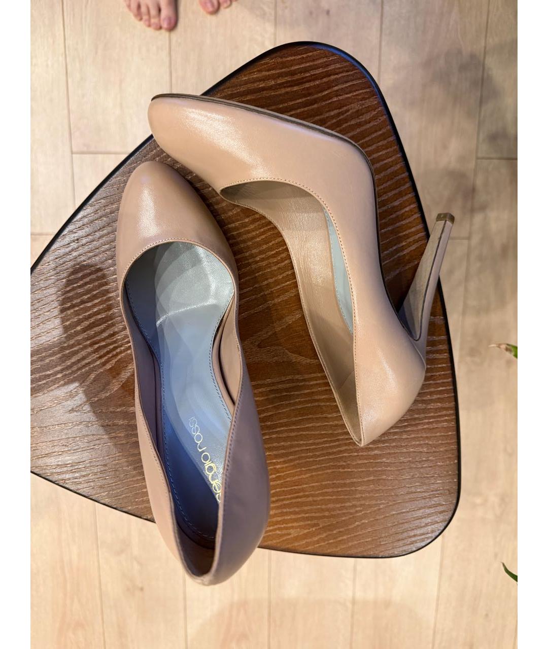 SERGIO ROSSI Бежевые кожаные туфли, фото 6