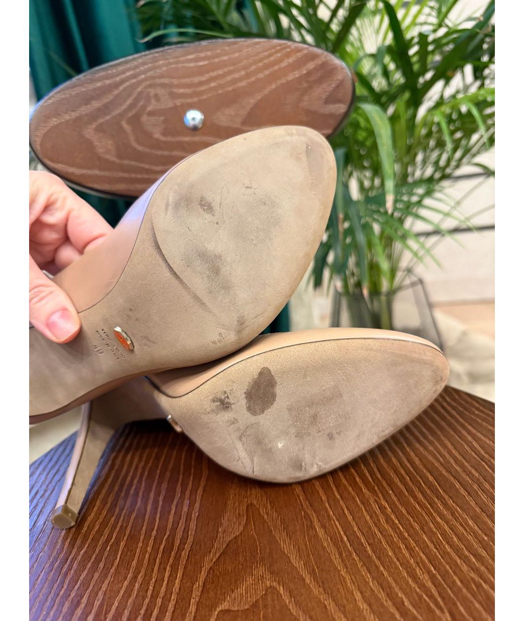 SERGIO ROSSI Бежевые кожаные туфли, фото 5