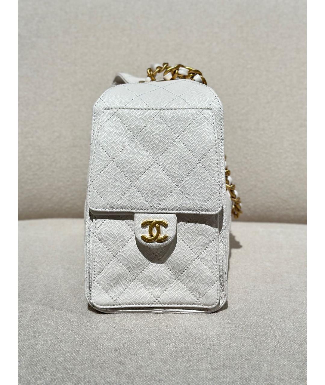 CHANEL Белая кожаная сумка тоут, фото 5