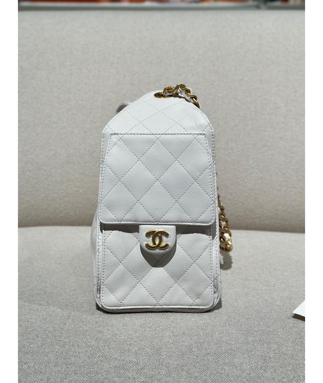 CHANEL Белая кожаная сумка тоут, фото 3