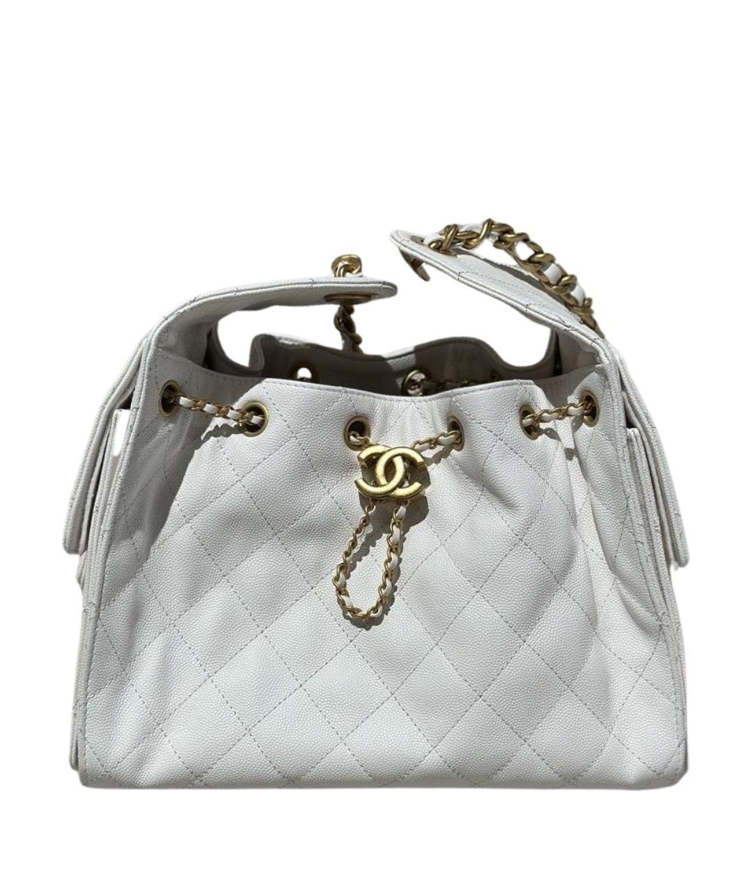 CHANEL Белая кожаная сумка тоут, фото 1