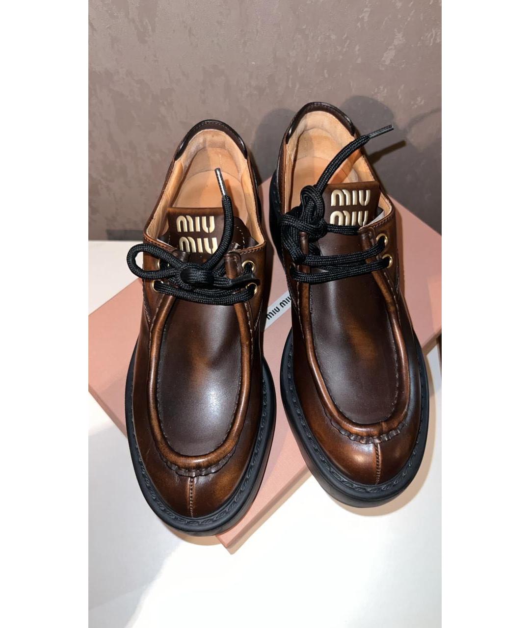 MIU MIU Коричневые кожаные лоферы, фото 2