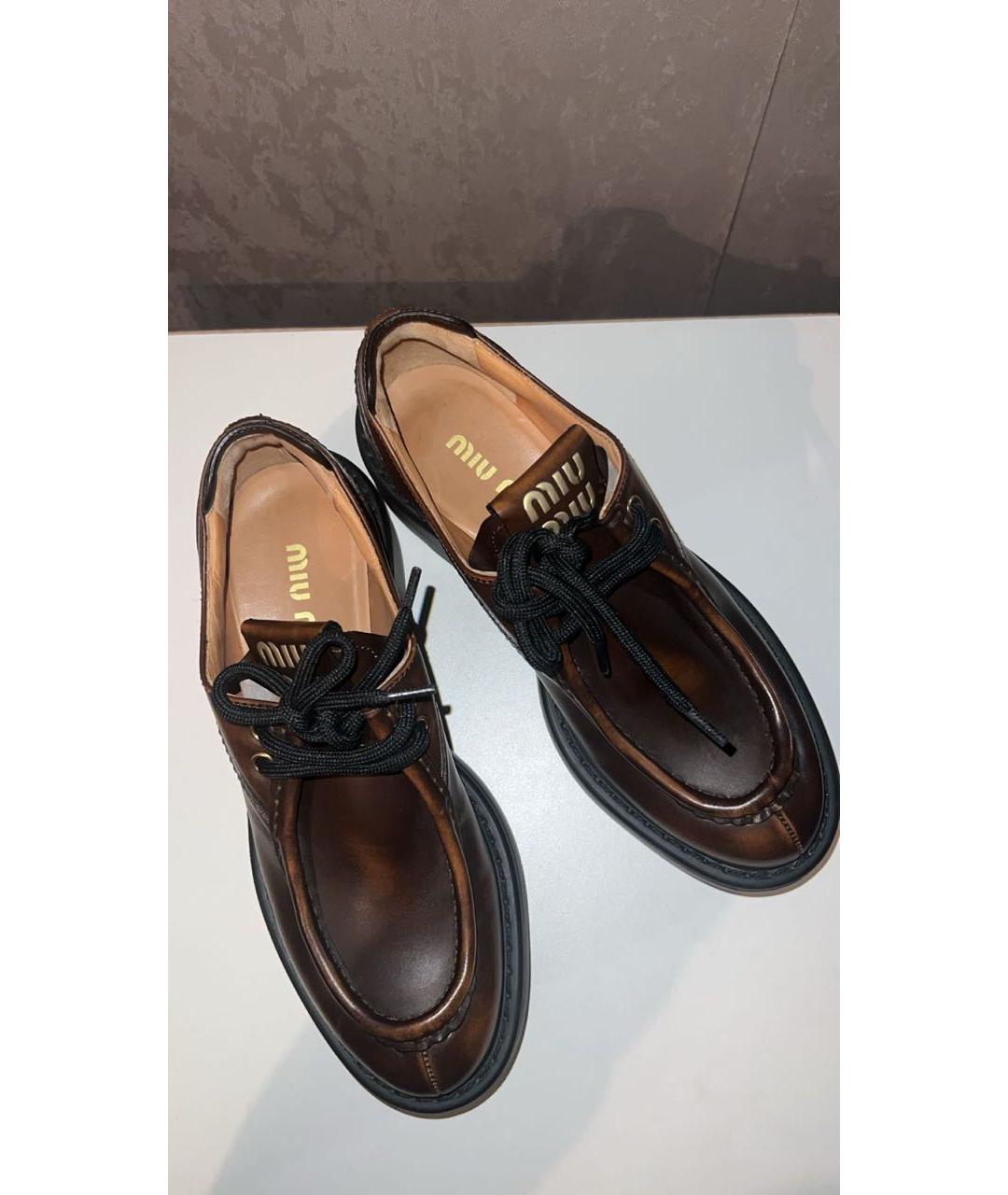 MIU MIU Коричневые кожаные лоферы, фото 4