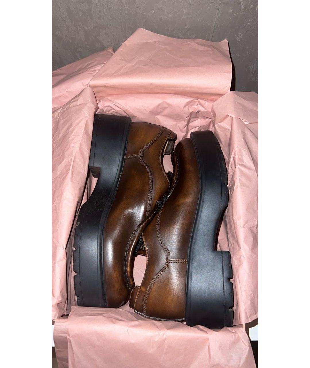 MIU MIU Коричневые кожаные лоферы, фото 6