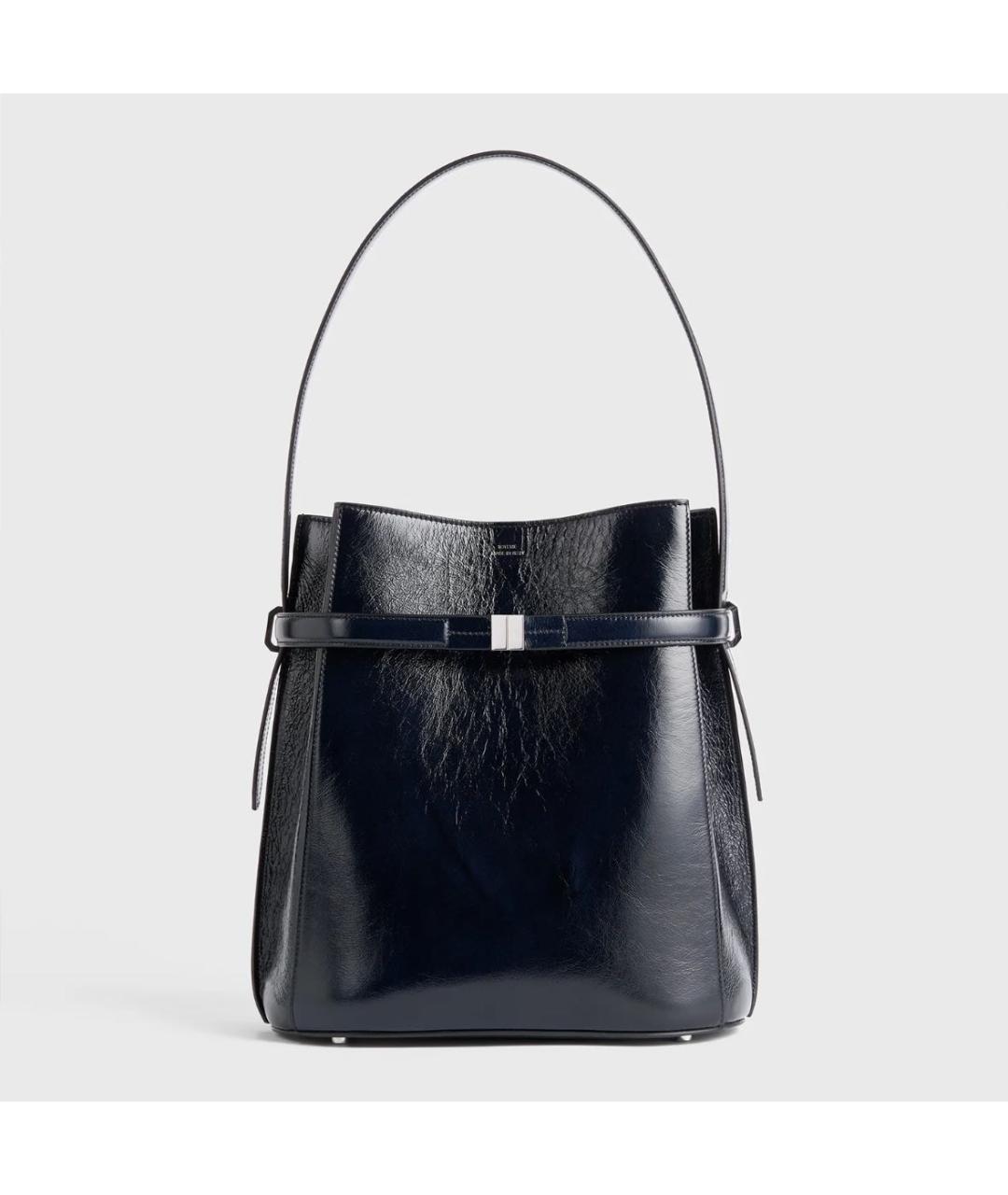 TOTEME Темно-синяя кожаная сумка с короткими ручками, фото 5