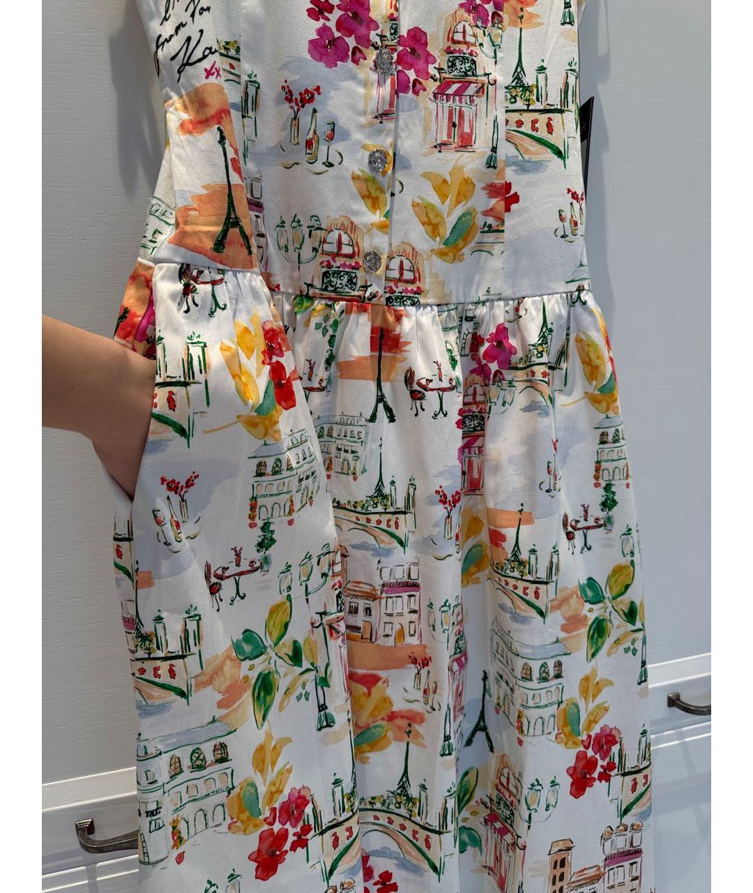 KARL LAGERFELD Белый хлопко-эластановый сарафан, фото 6