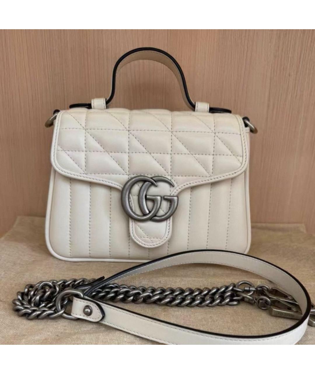 GUCCI Белая кожаная сумка через плечо, фото 2