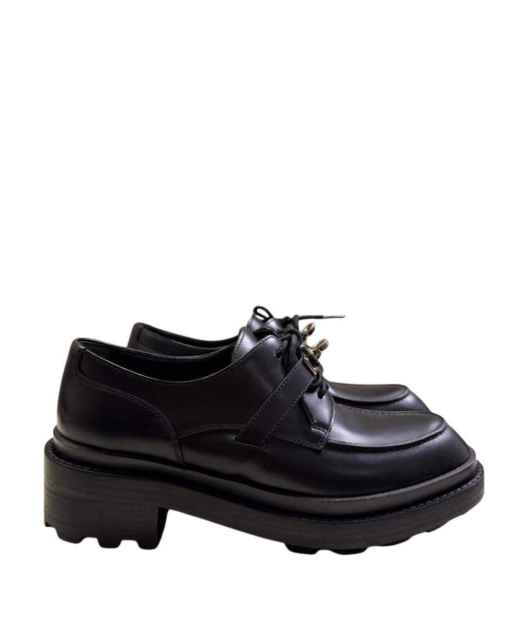 HERMES Черные кожаные лоферы, фото 1