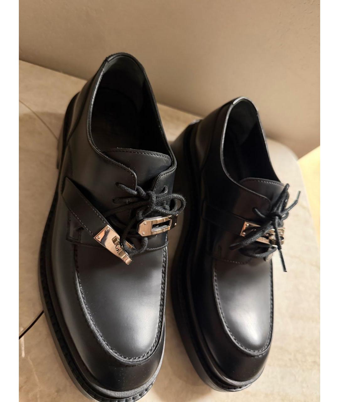 HERMES Черные кожаные лоферы, фото 5