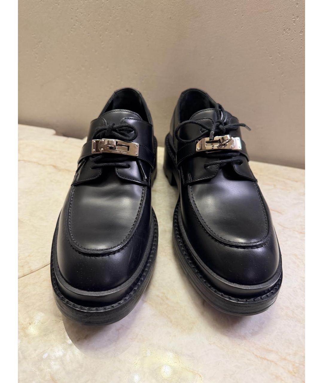 HERMES Черные кожаные лоферы, фото 3