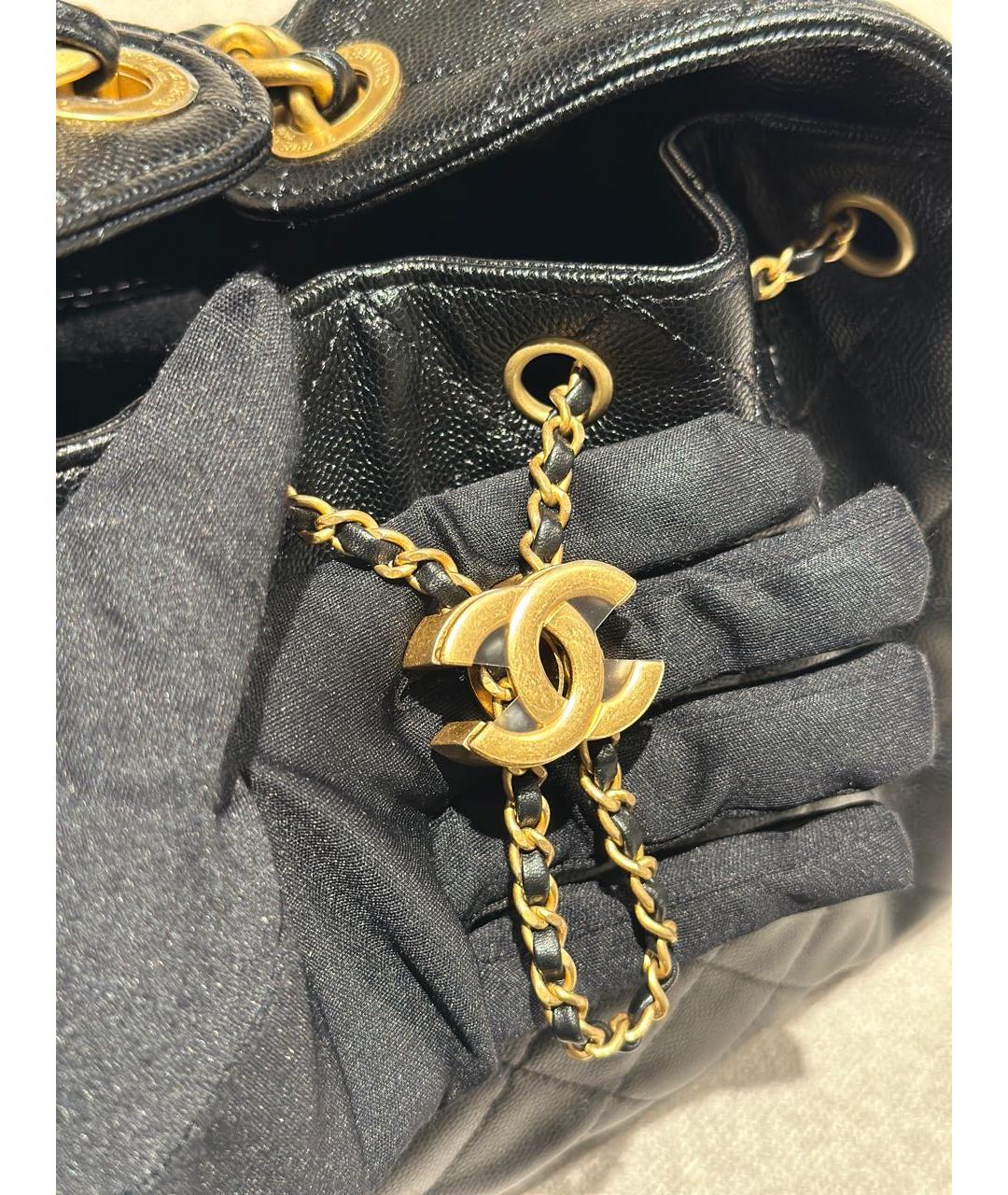 CHANEL Черная кожаная сумка тоут, фото 6